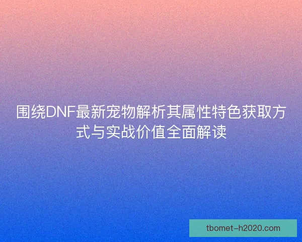 围绕DNF最新宠物解析其属性特色获取方式与实战价值全面解读