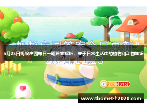 5月23日蚂蚁庄园每日一题答案解析：关于日常生活中的植物和动物知识